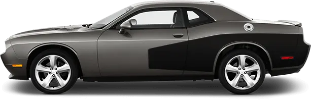 2008 to 2014 Dodge Challenger Rear Billboard Side Stripes . Installed on Car