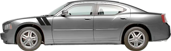 2006 to 2010 Dodge Charger Hood to Fender Hash Stripes . Installed on Car